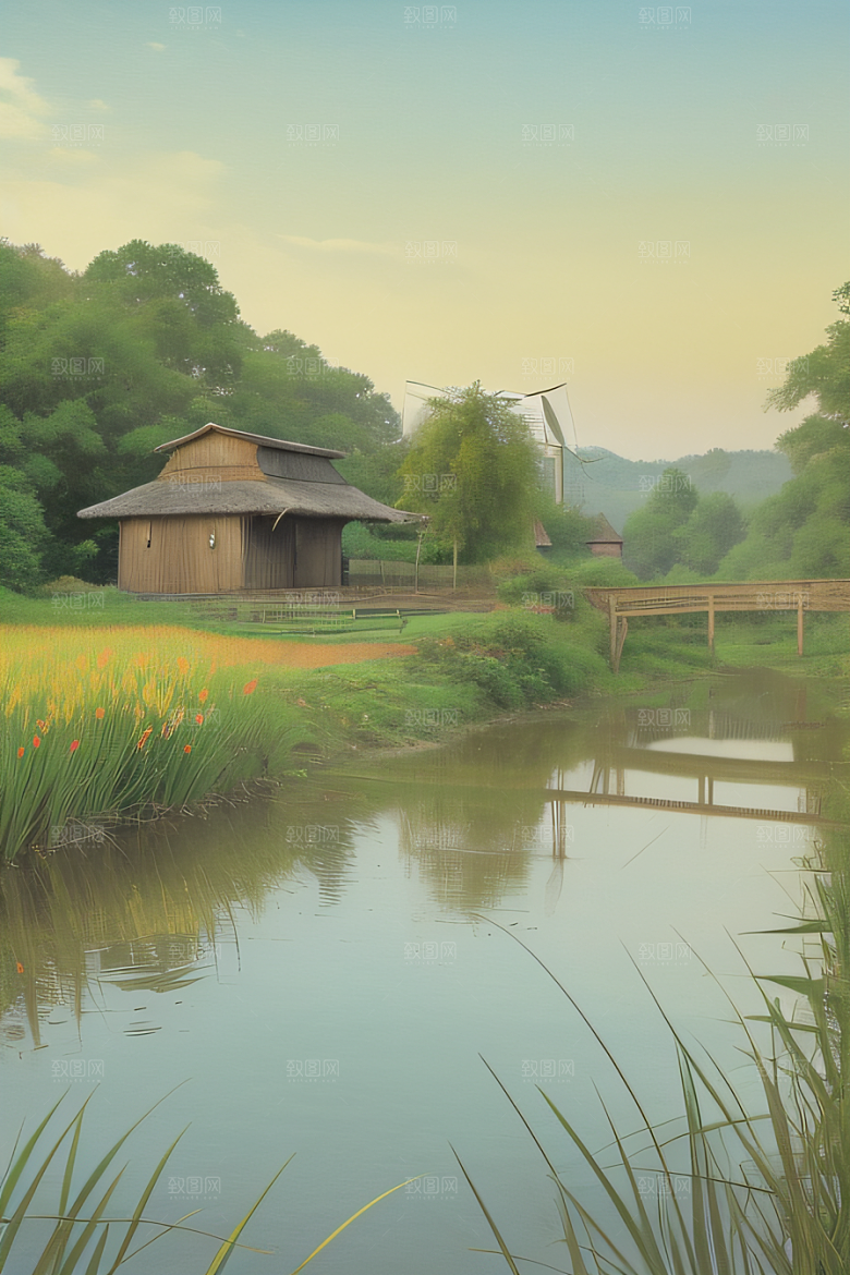 乡村怀旧乡村风景画的美丽