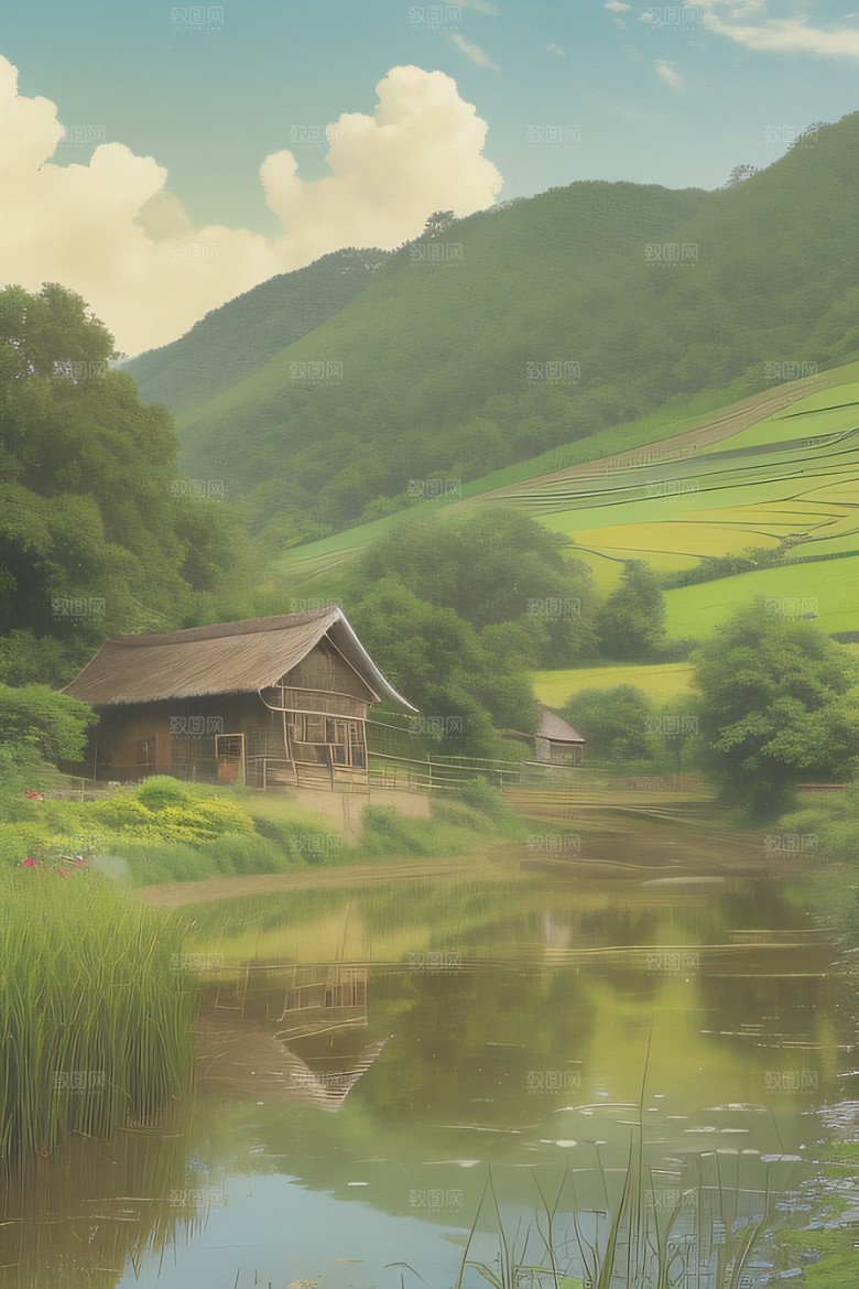 乡村怀旧乡村风景画的美丽
