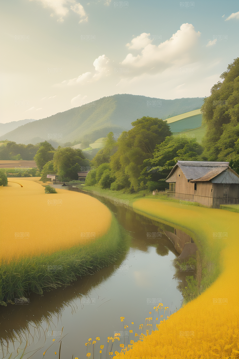 乡村怀旧乡村风景画的美丽