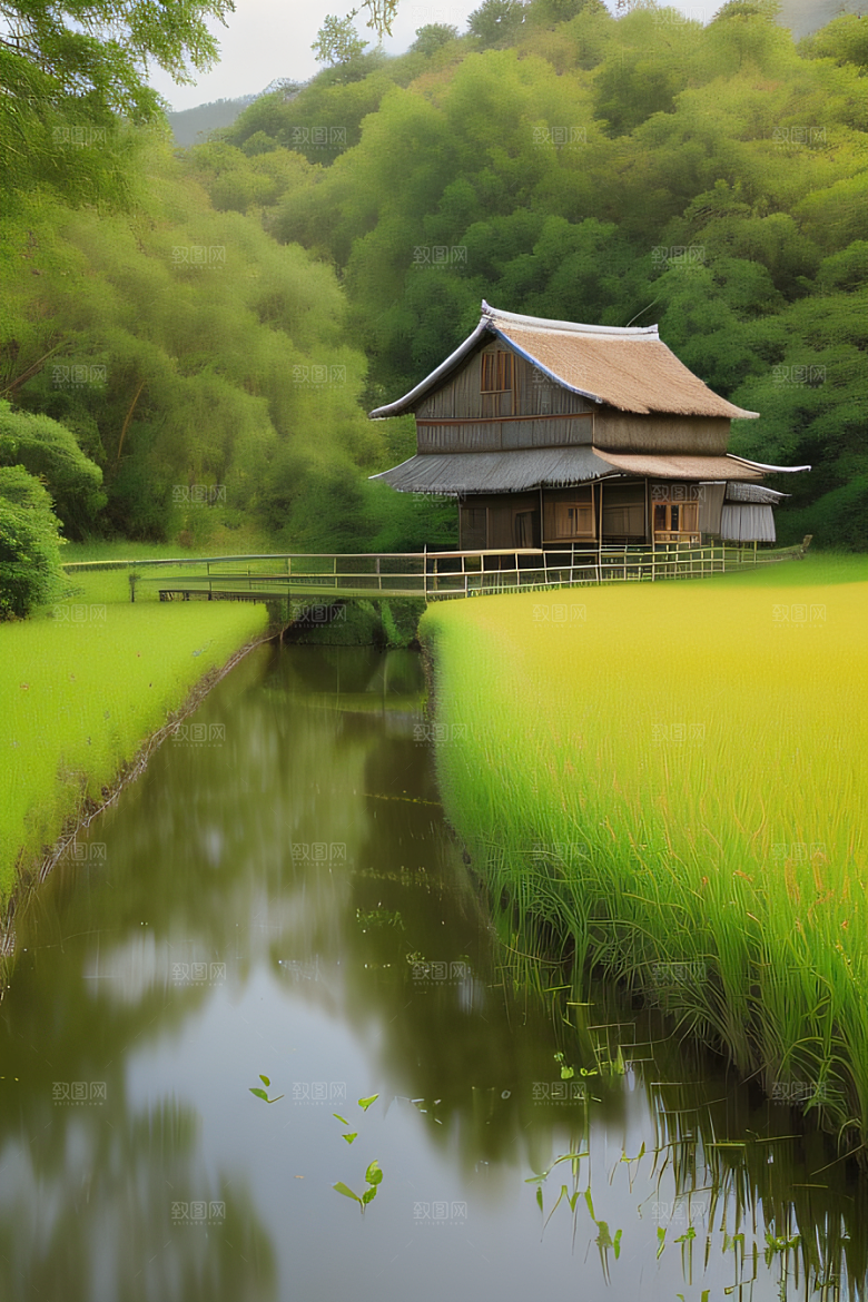 乡村怀旧乡村风景画的美丽