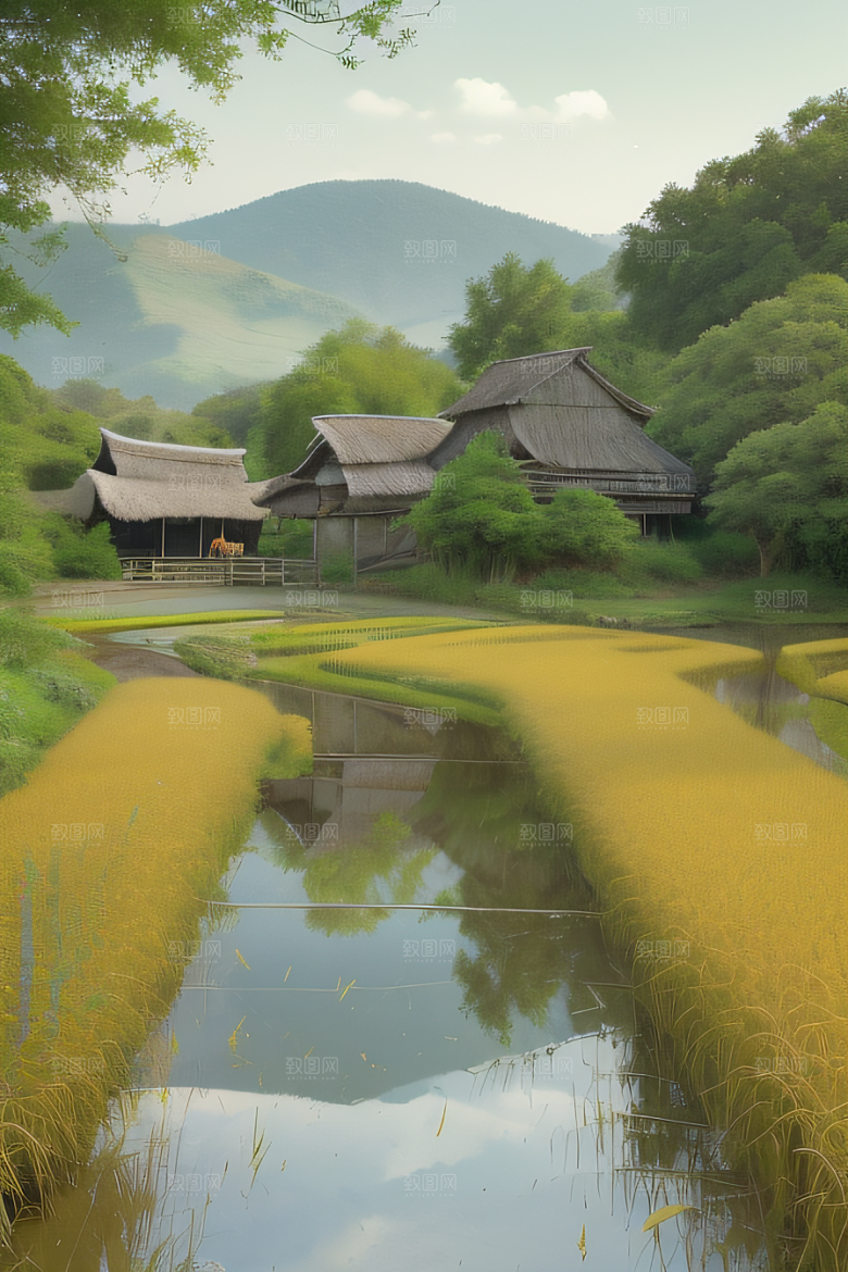乡村怀旧乡村风景画的美丽