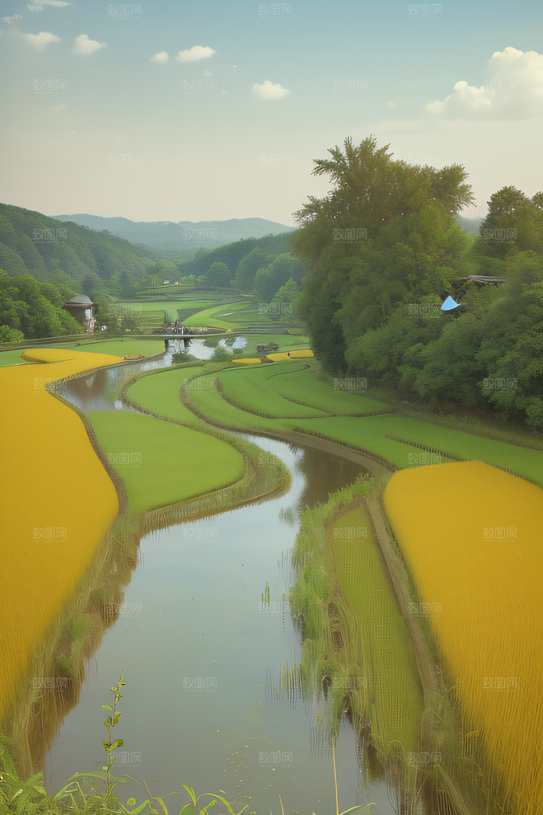 乡村怀旧乡村风景画的美丽