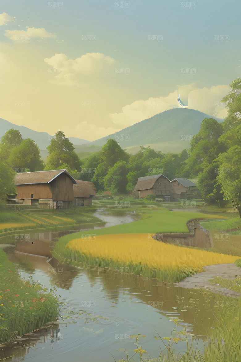 乡村怀旧乡村风景画的美丽
