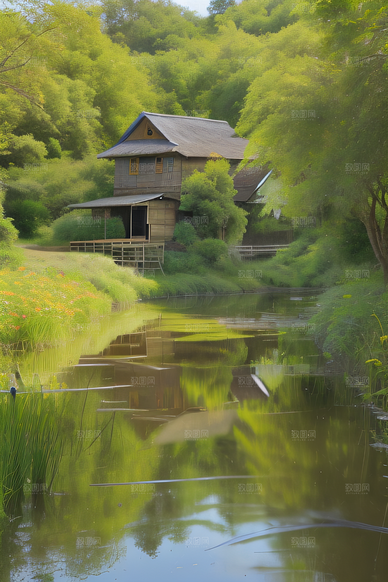 乡村怀旧乡村风景画的美丽