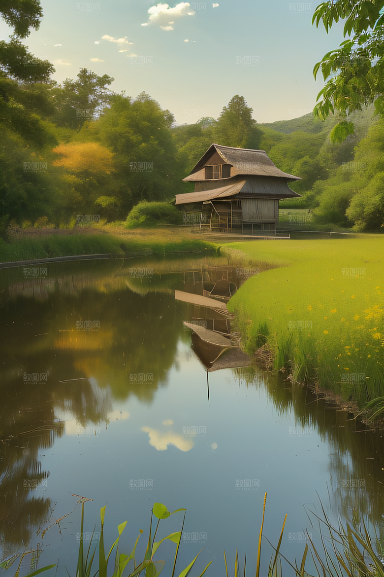 乡村怀旧乡村风景画的美丽