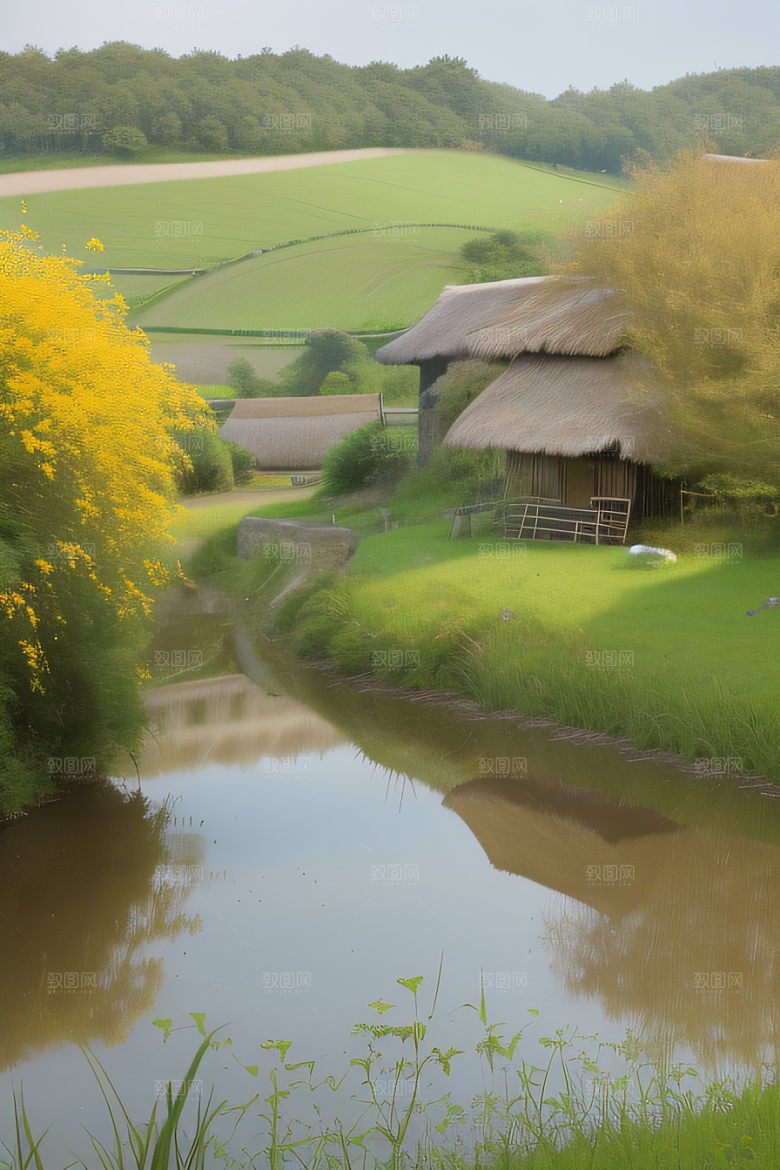 乡村怀旧乡村风景画的美丽