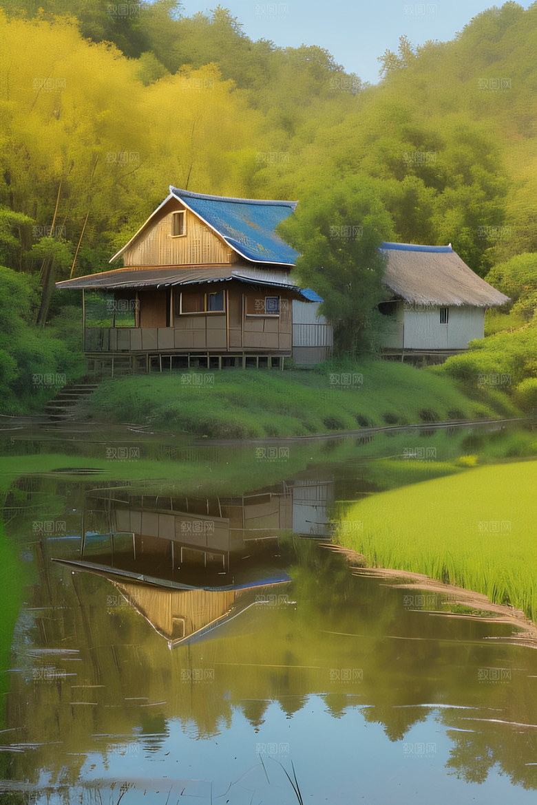 清新乡野印象派乡村插画