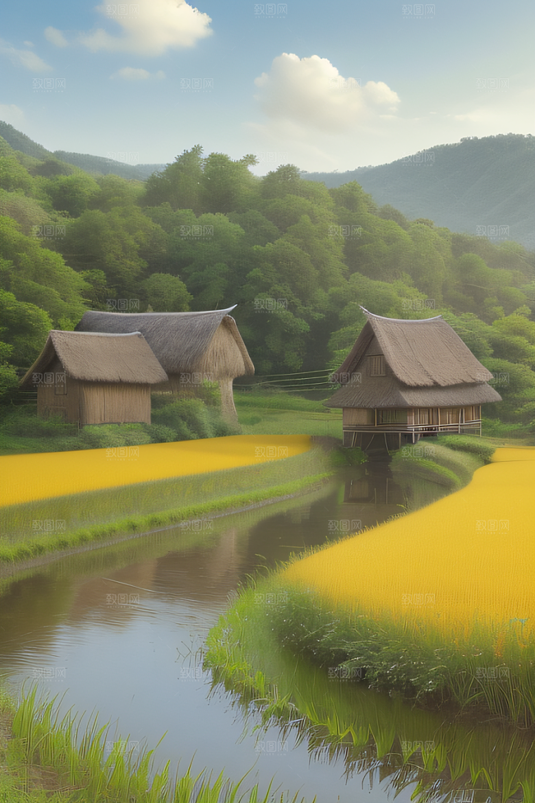 清新乡野印象派乡村插画