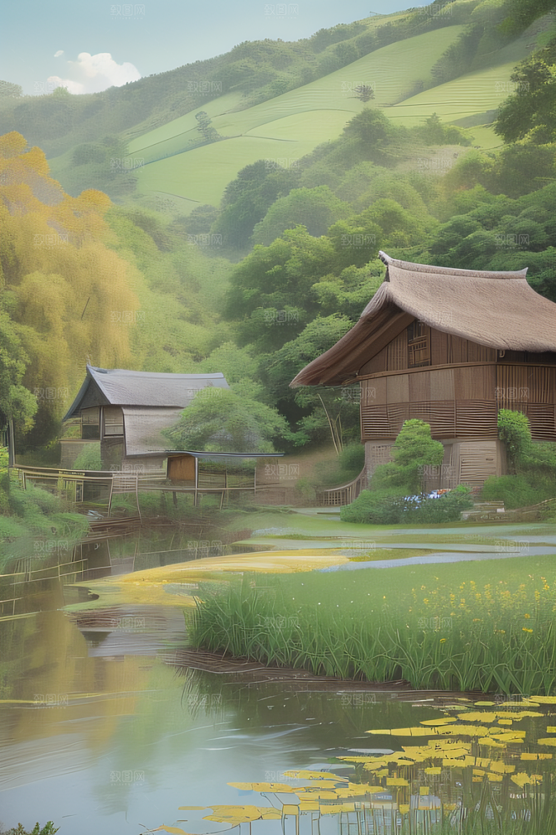 清新乡野印象派乡村插画
