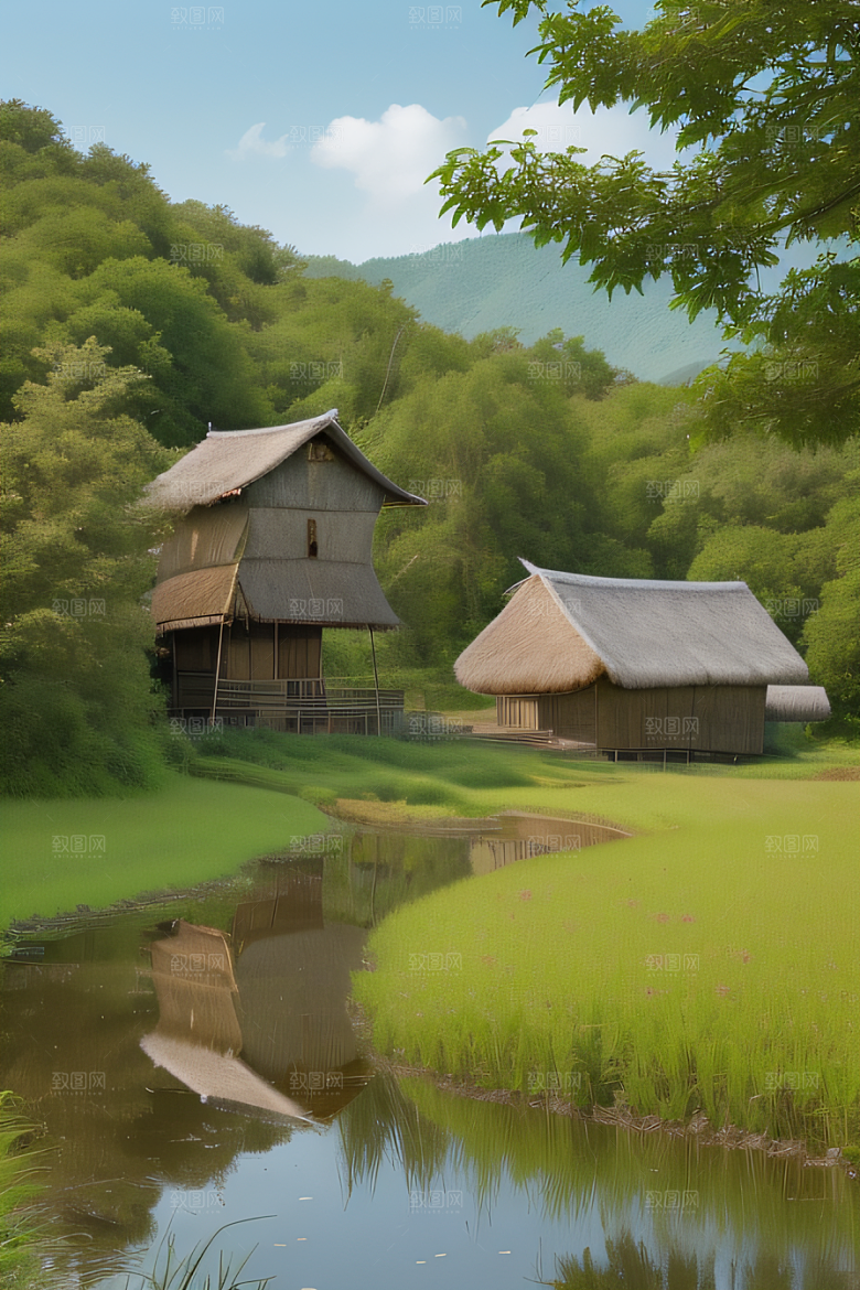 清新乡野印象派乡村插画