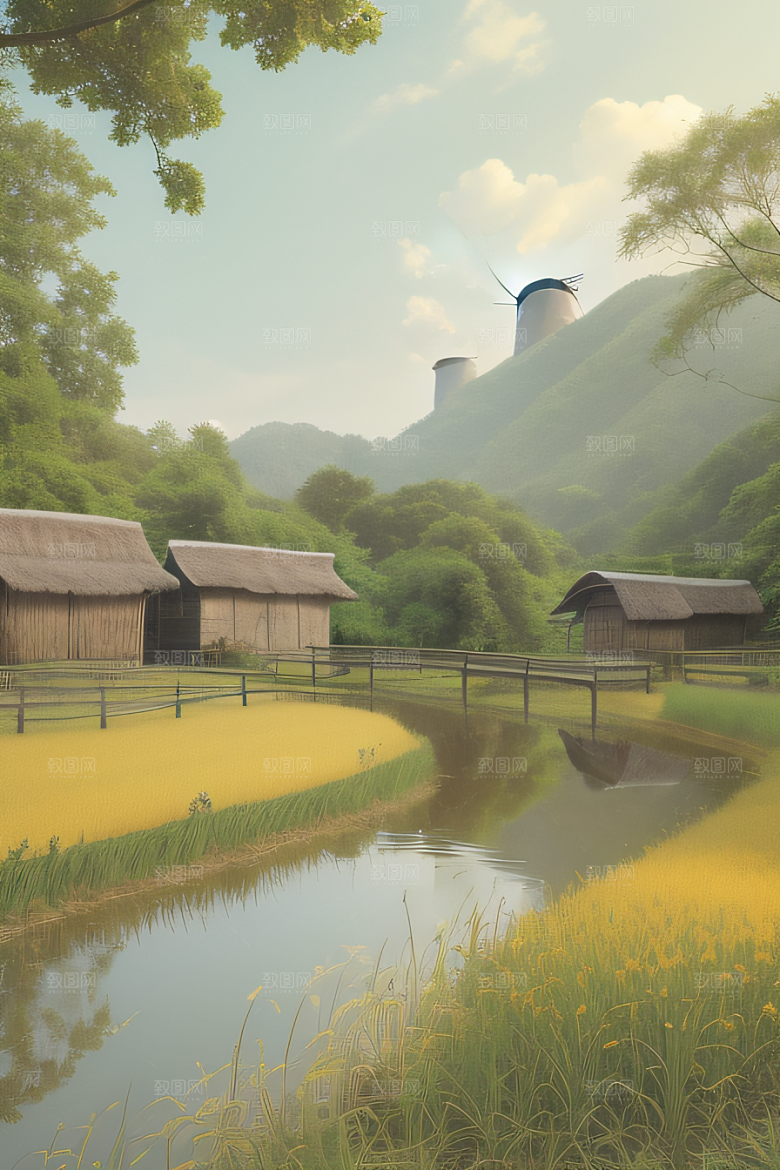 清新乡野印象派乡村插画