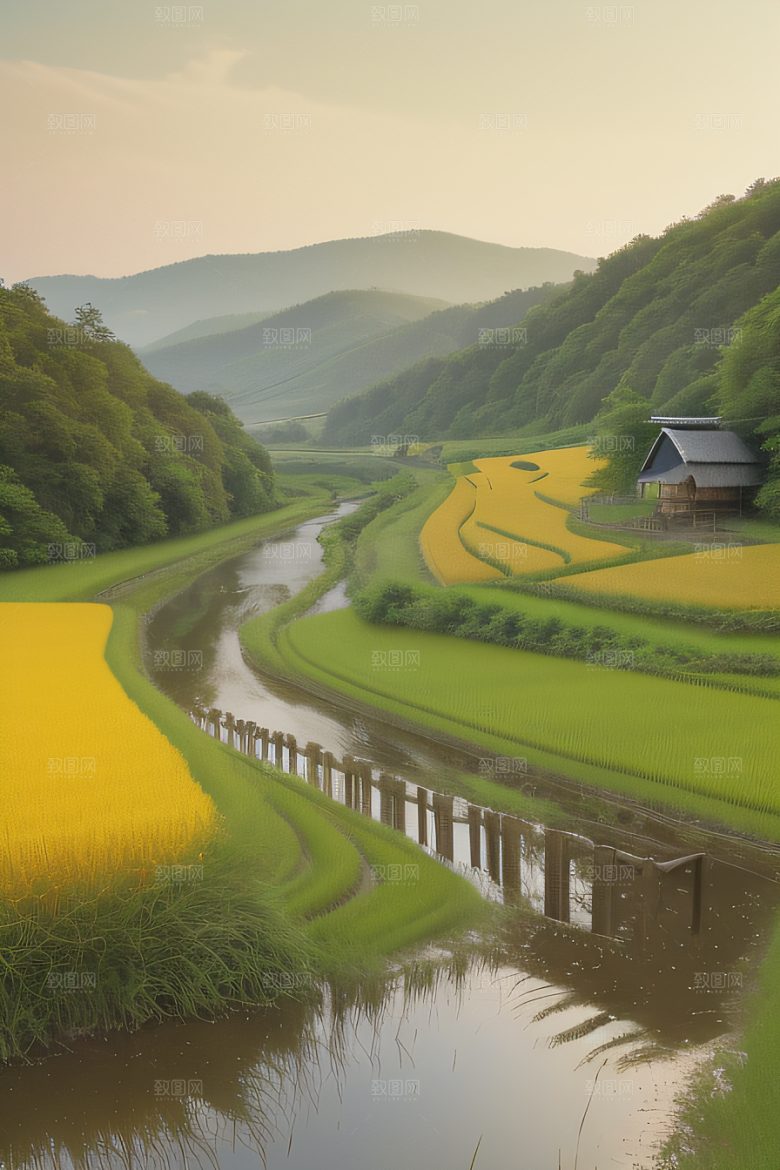 清新乡野印象派乡村插画
