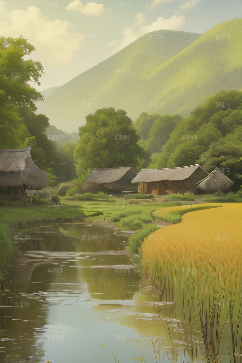 清新乡野印象派乡村插画
