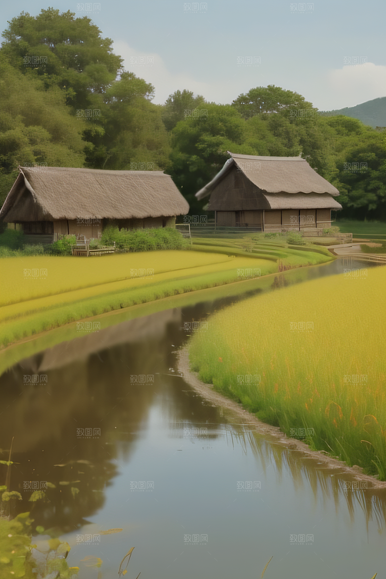 怀旧乡村印象派风景画