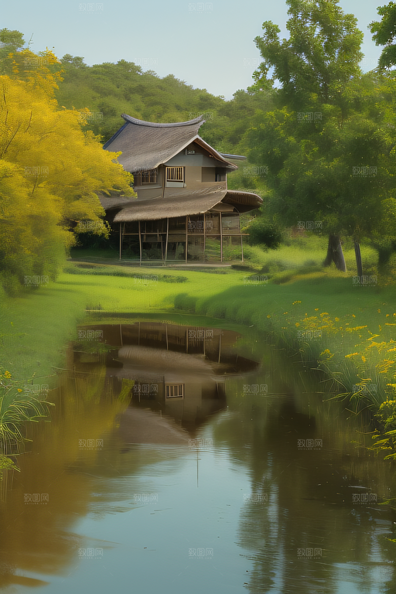 怀旧乡村印象派风景画