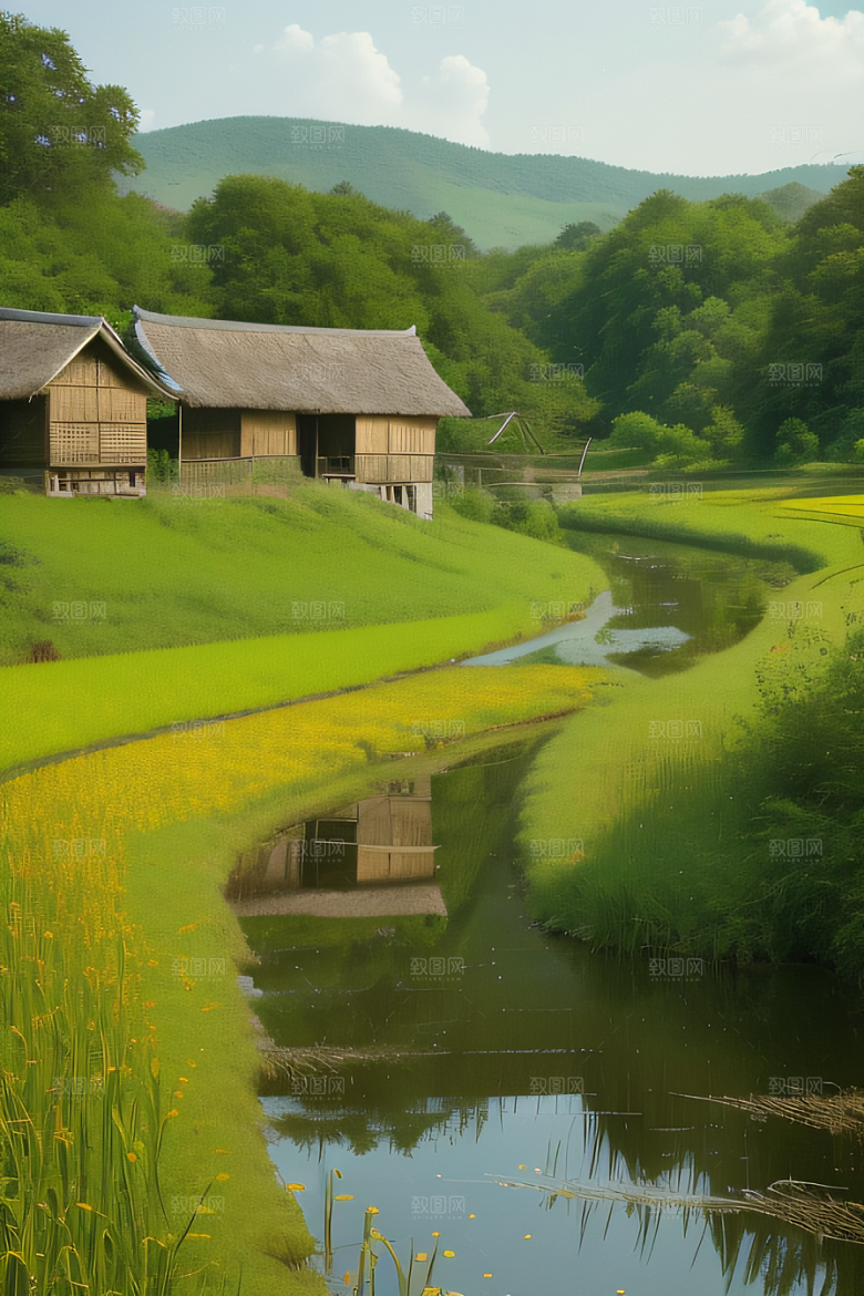 怀旧乡村印象派风景画