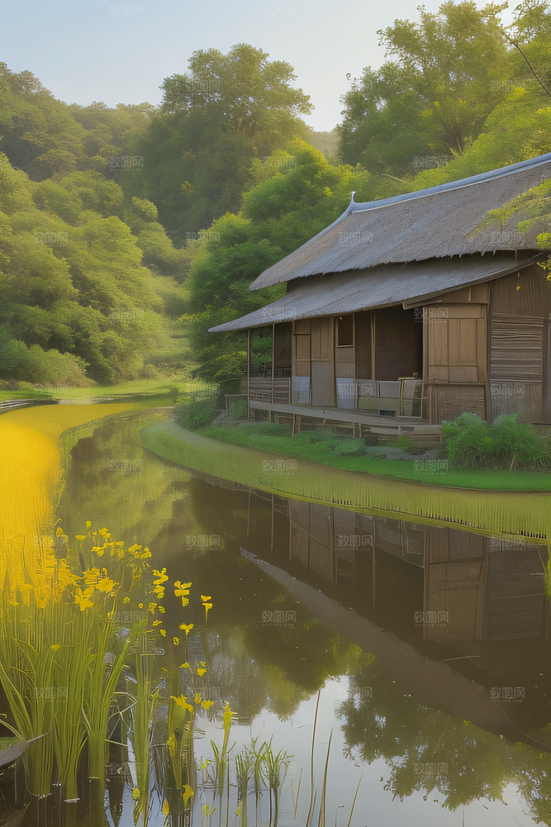 怀旧乡村印象派风景画