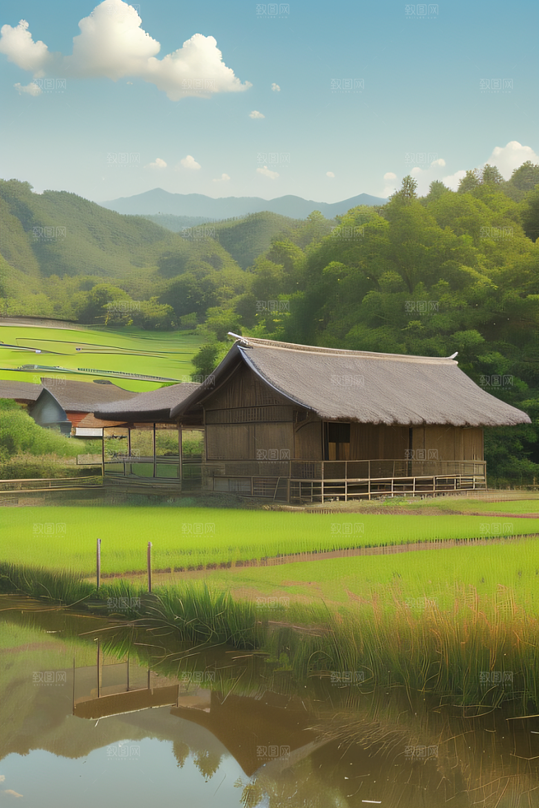 怀旧乡村印象派风景画