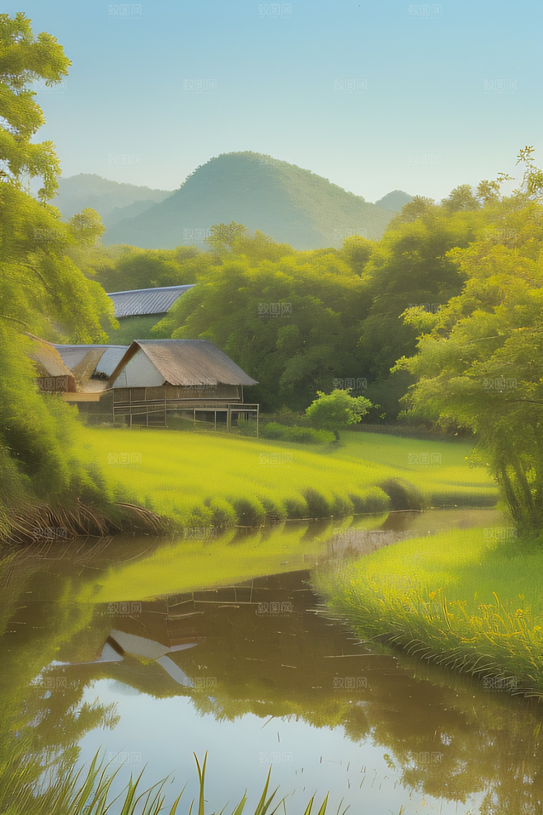 怀旧乡村印象派风景画