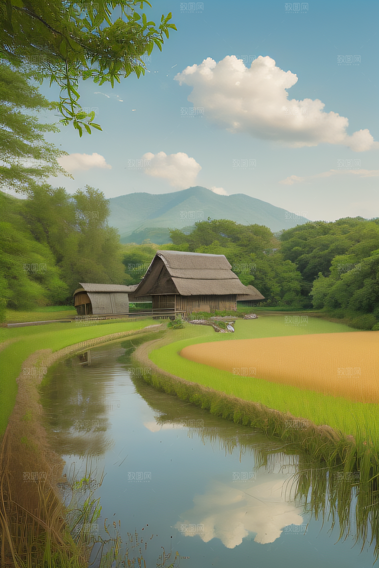 怀旧乡村印象派风景画