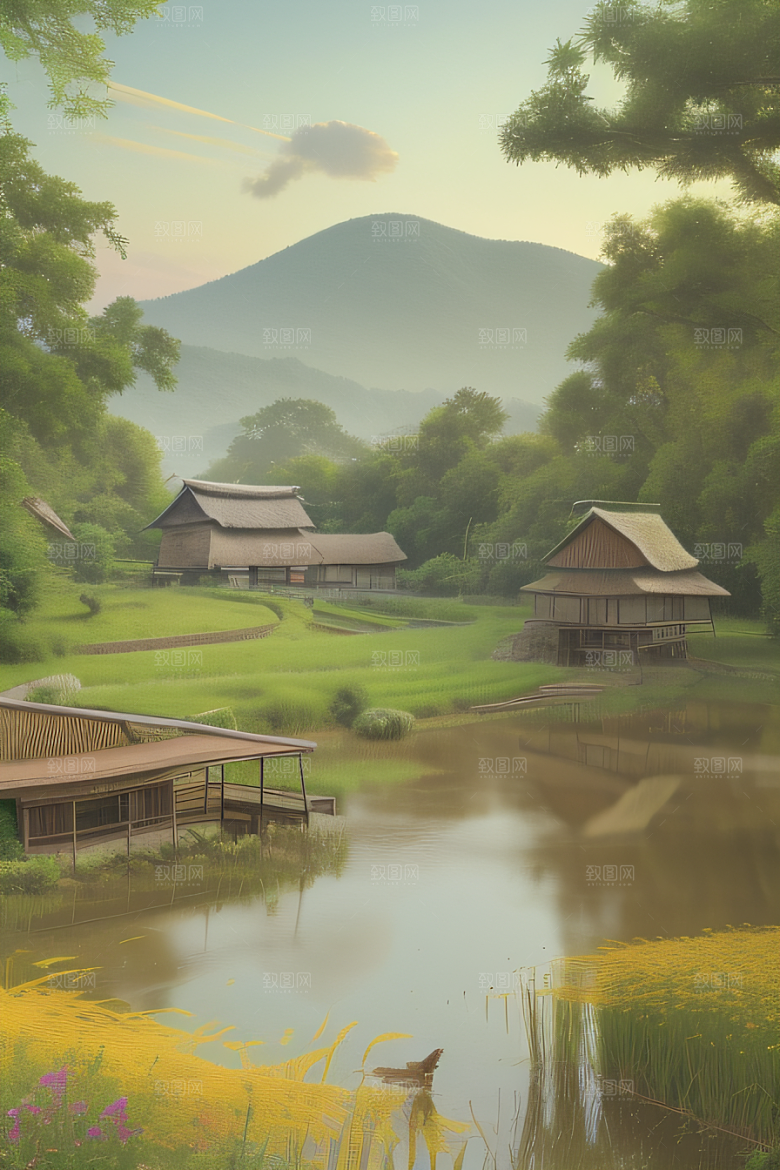 怀旧乡村印象派风景画