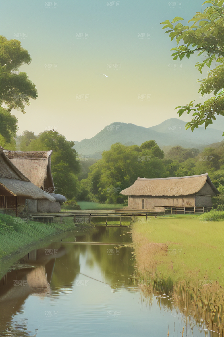 怀旧乡村印象派风景画