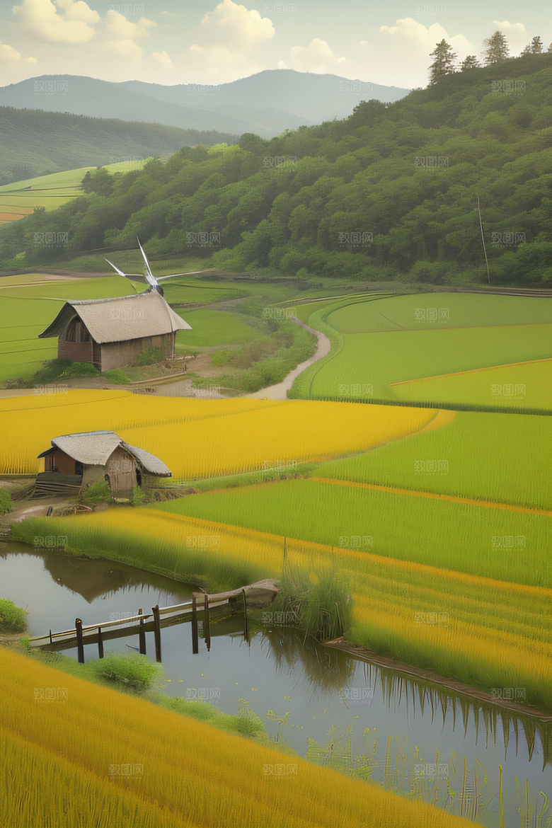 怀旧乡村印象派风景画