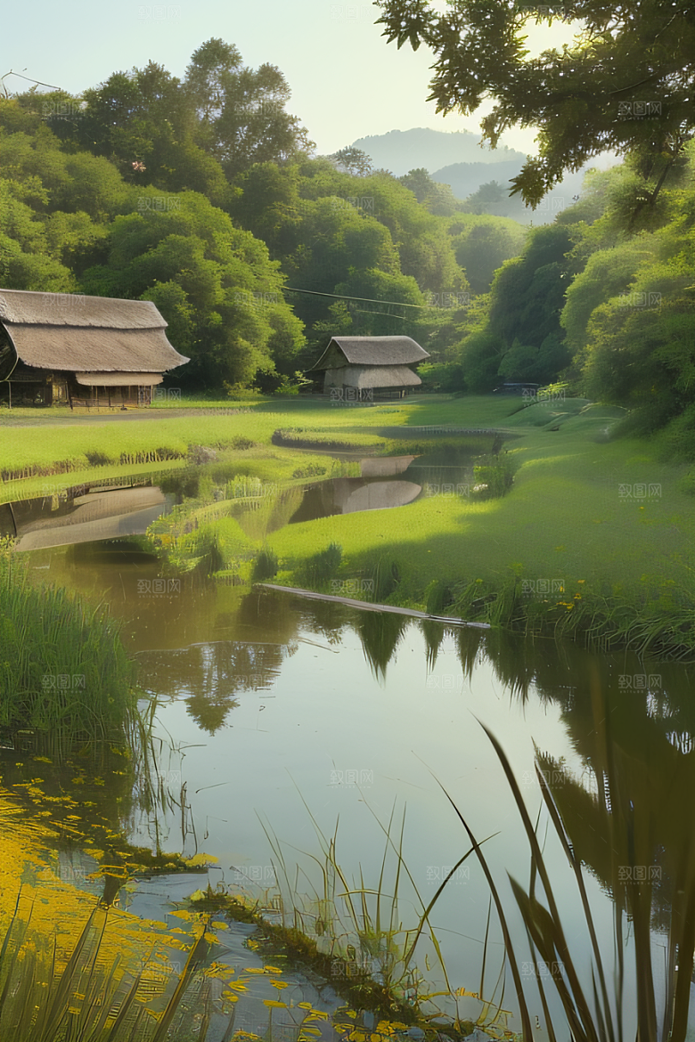 怀旧乡村印象派风景画