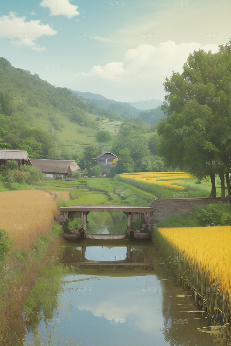 怀旧乡村印象派风景画