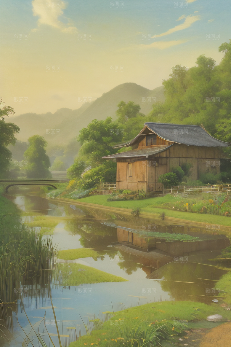 乡村风情怀旧印象派艺术