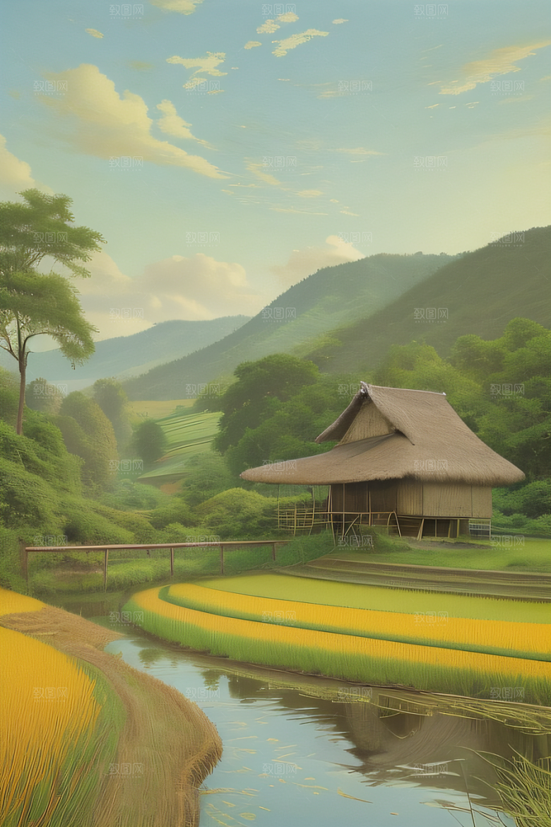 乡村风情怀旧印象派艺术