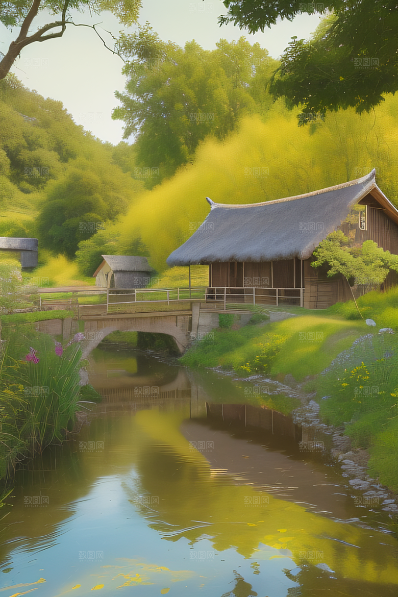 乡村风情怀旧印象派艺术