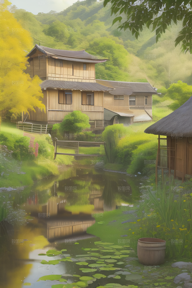 乡村风情怀旧印象派艺术