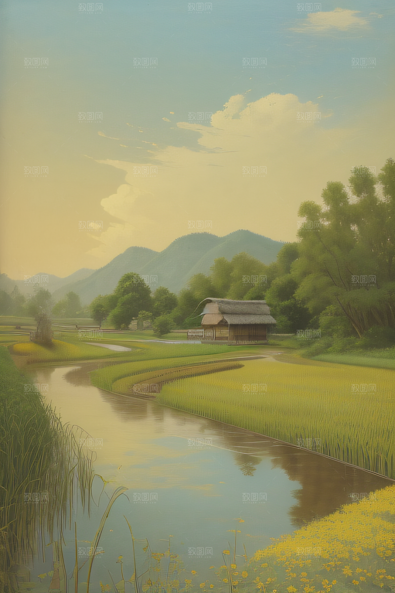 乡村风情怀旧印象派艺术