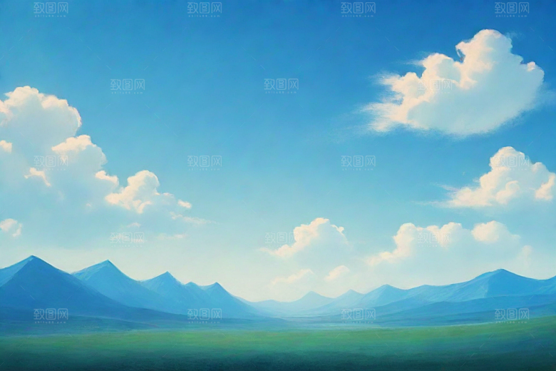 明亮蓝天下的青青草地