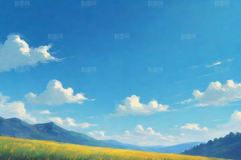 明亮蓝天下的青青草地