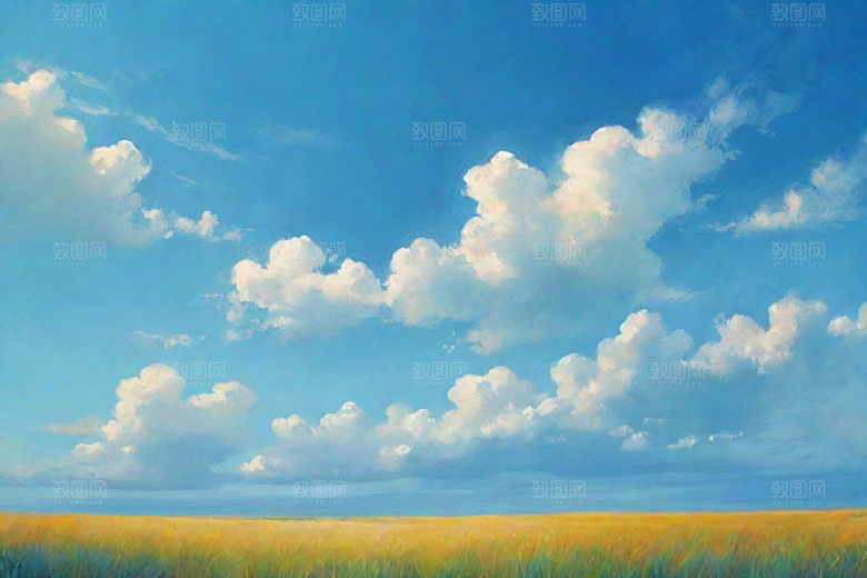 明亮蓝天下的青青草地