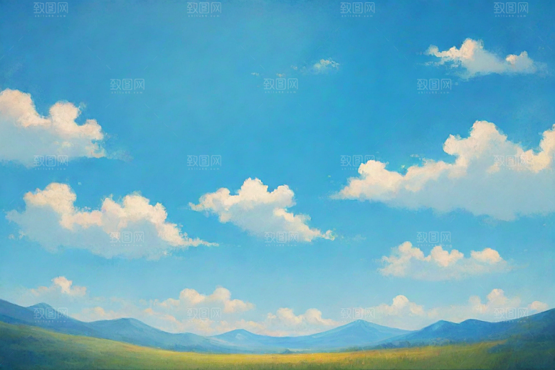 明亮蓝天下的青青草地