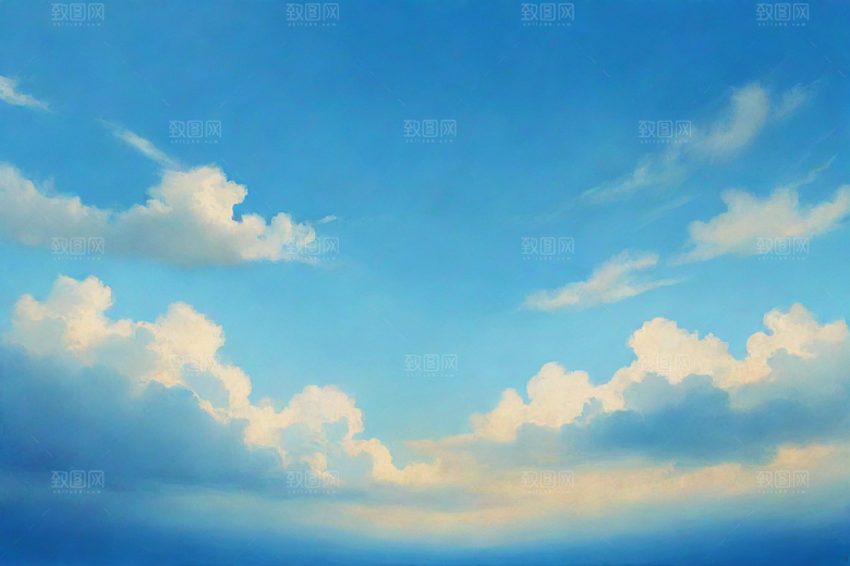 明亮蓝天下的绿草白云