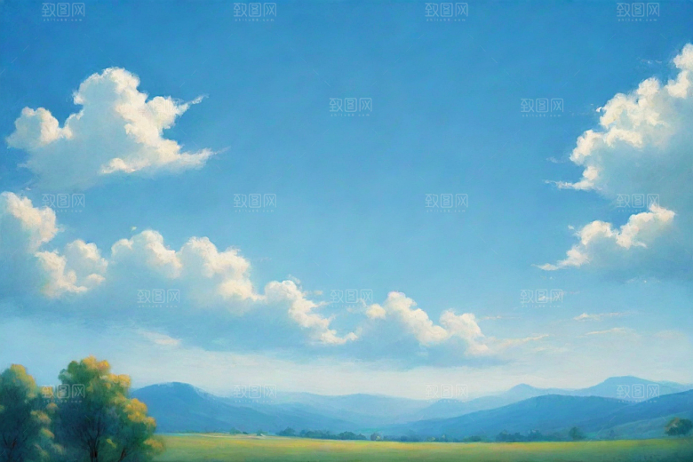 明亮蓝天下的青青草地
