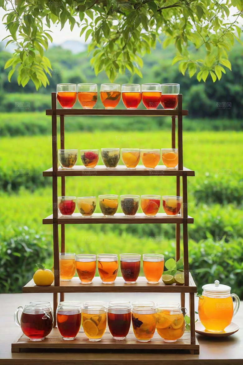 水果茶的明亮自然风景图案