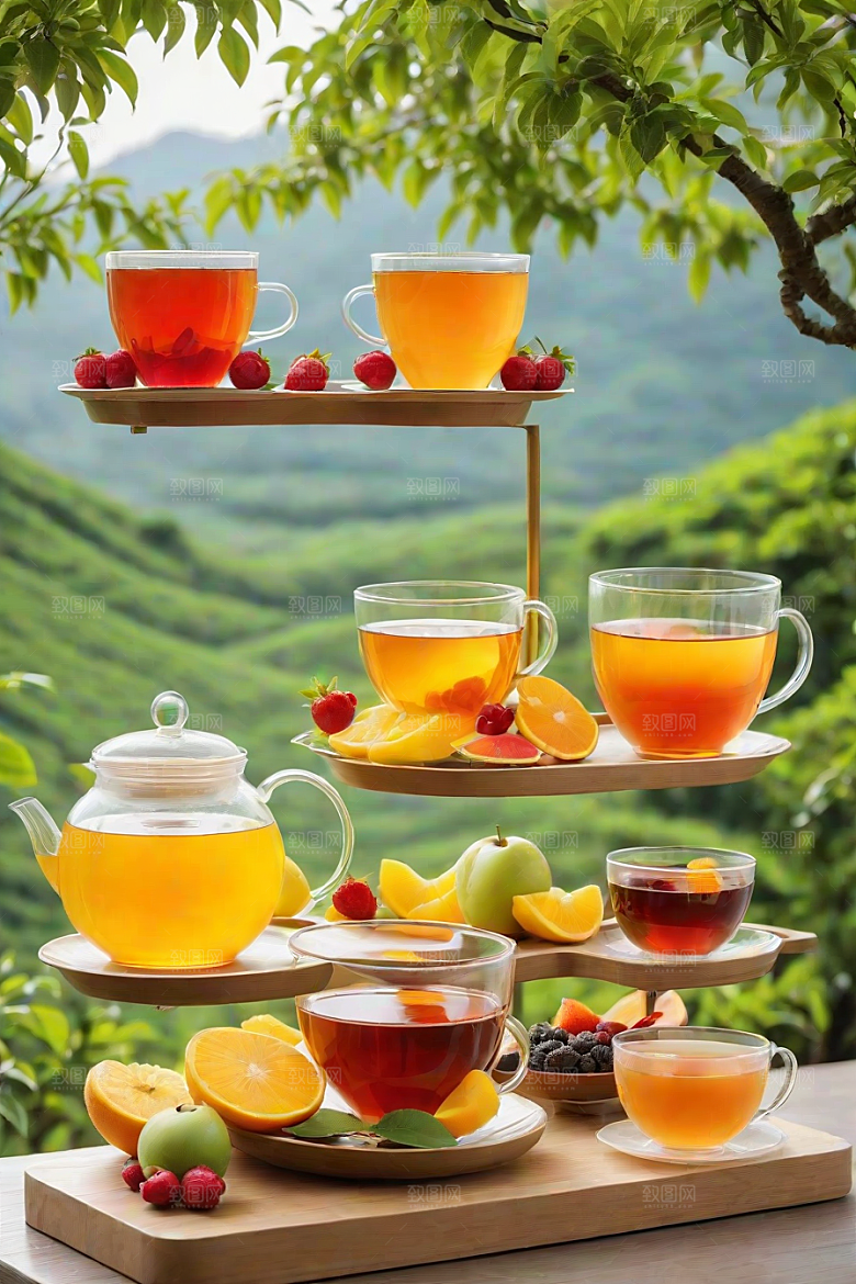 水果茶的明亮自然风景图案