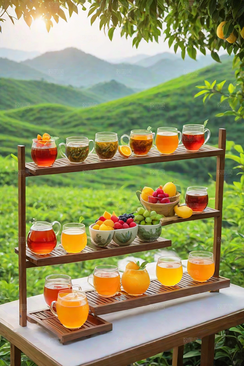 水果茶的明亮自然风景图案