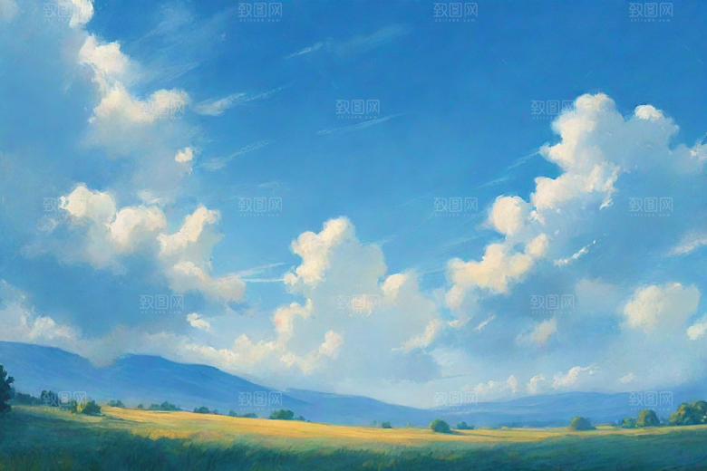 明亮蓝天下的青青草地