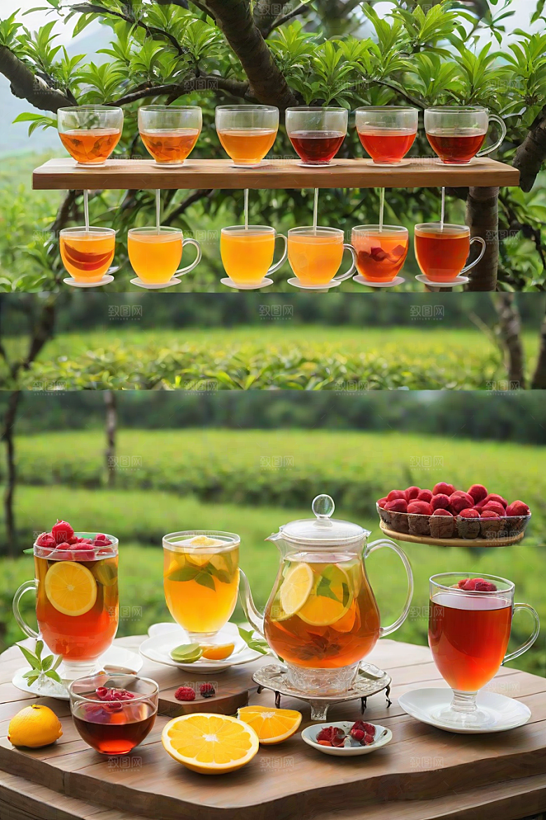 水果茶的明亮色彩图案