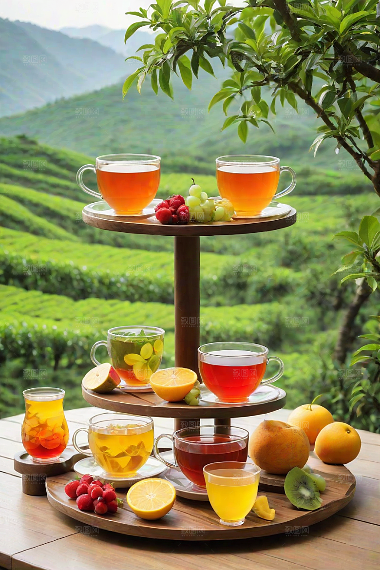 水果茶的明亮色彩图案