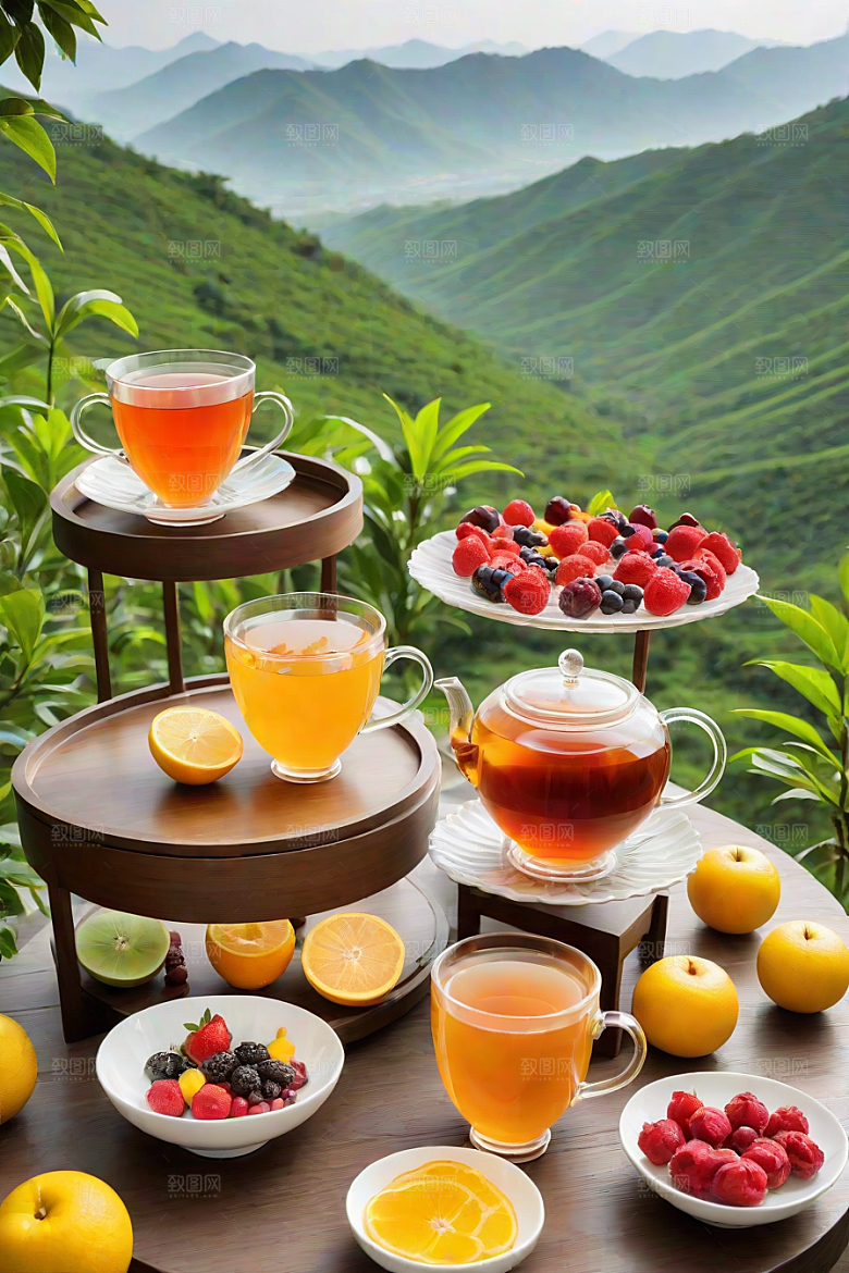 多样风格的水果茶杯图案