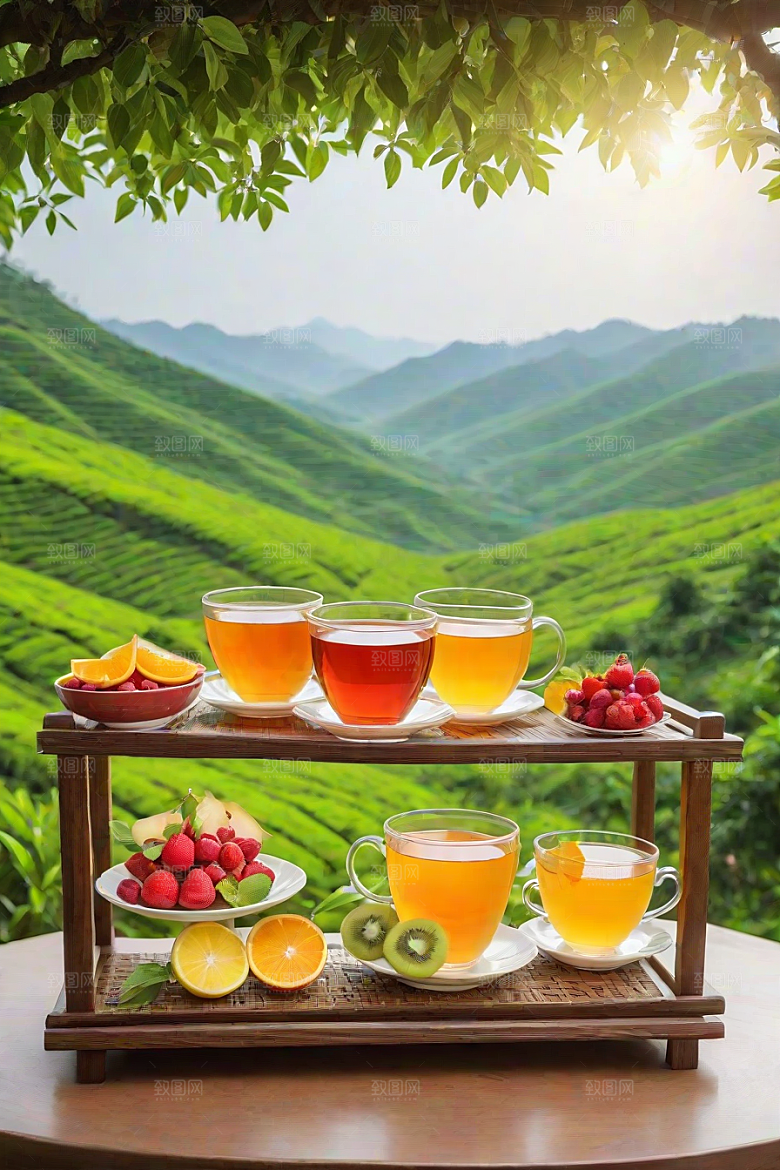 多样风格的水果茶杯图案
