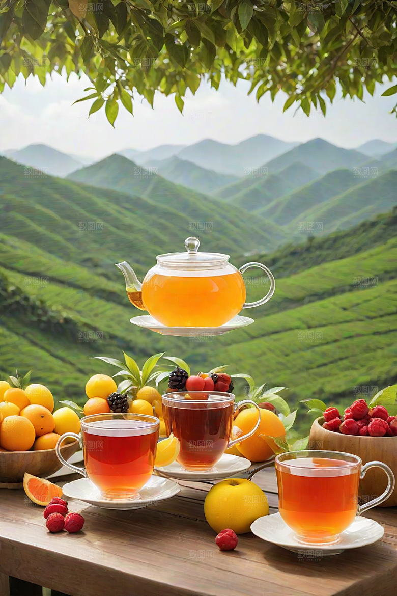 多样风格的水果茶杯图案