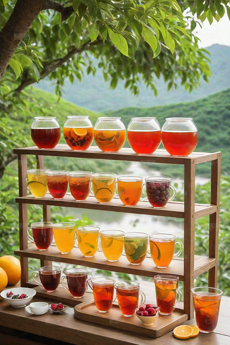 多样风格的水果茶杯图案